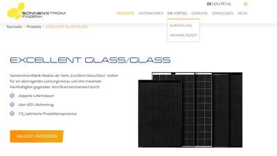 Archivierte Website der Sonnenstromfabrik mit Glas-Glas-Modulen