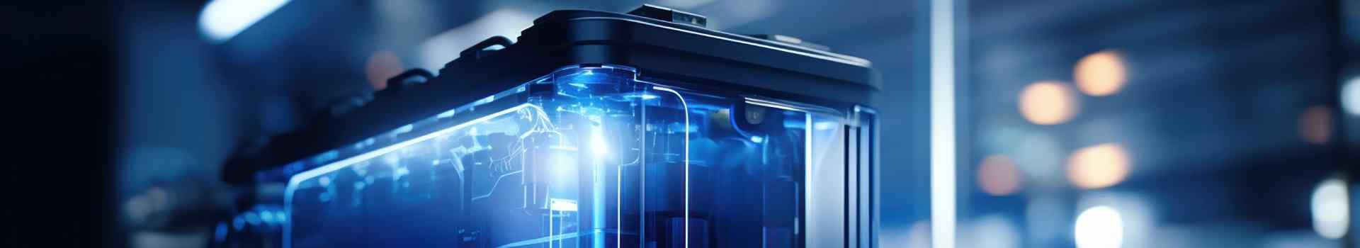 Futuristische Illustration eines Batteriespeichers, kein reales Produktmodell