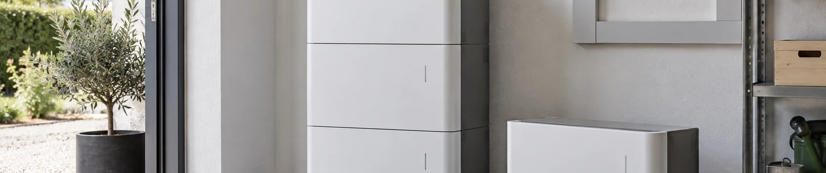 Modularer Heimspeicher mit zusätzlichem Batteriemodul auf einem Transportwagen