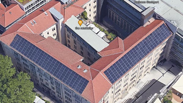 PV-Indach-Anlage auf dem Stuttgarter Rathaus